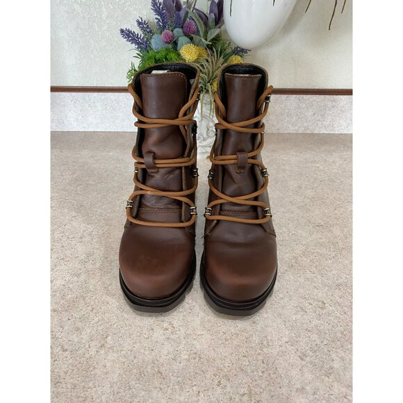 Sorel Womens Brown Wedge Lace-Up Boots Size 5 Rugged Sole Leather - Picture 9 of 9